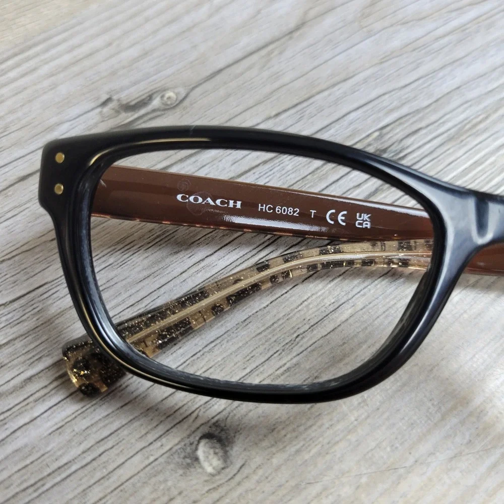 Coach Eyeglasses Frames HC 6082 T 5353 Black/Wild Beast Animal Print 53-17-135‎